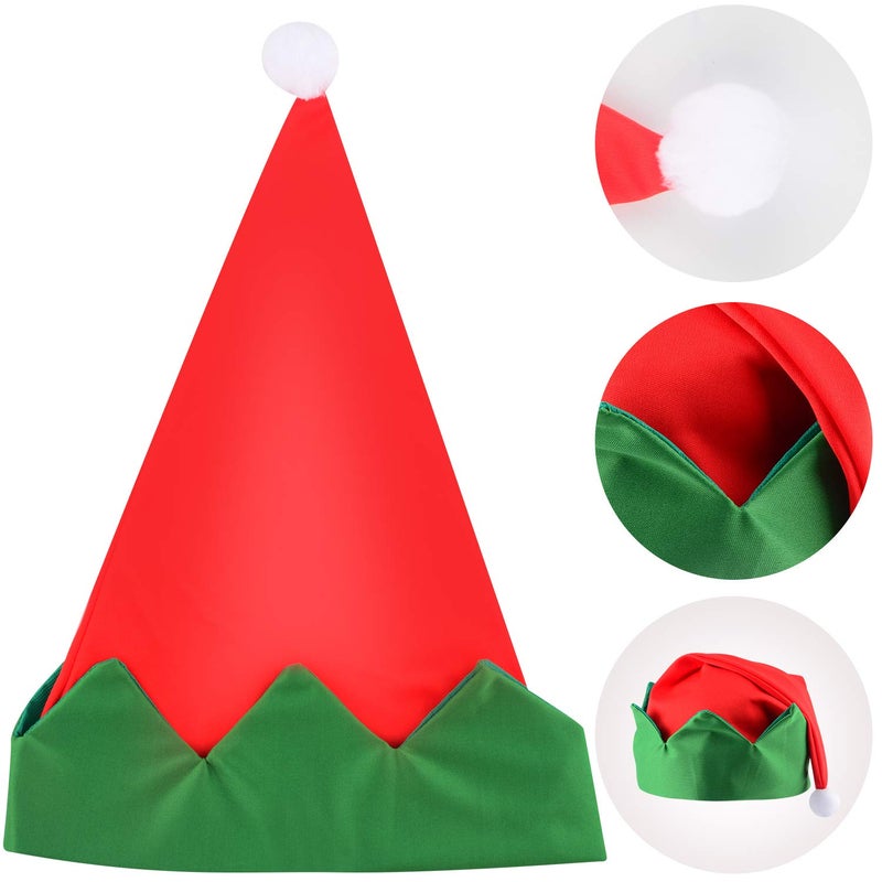 Sunshane 4 Pieces Christmas Elf Kits Include Elf Aprons and Elf Hats for Christmas Party Costume Supplies (Red and Green) - Image 3